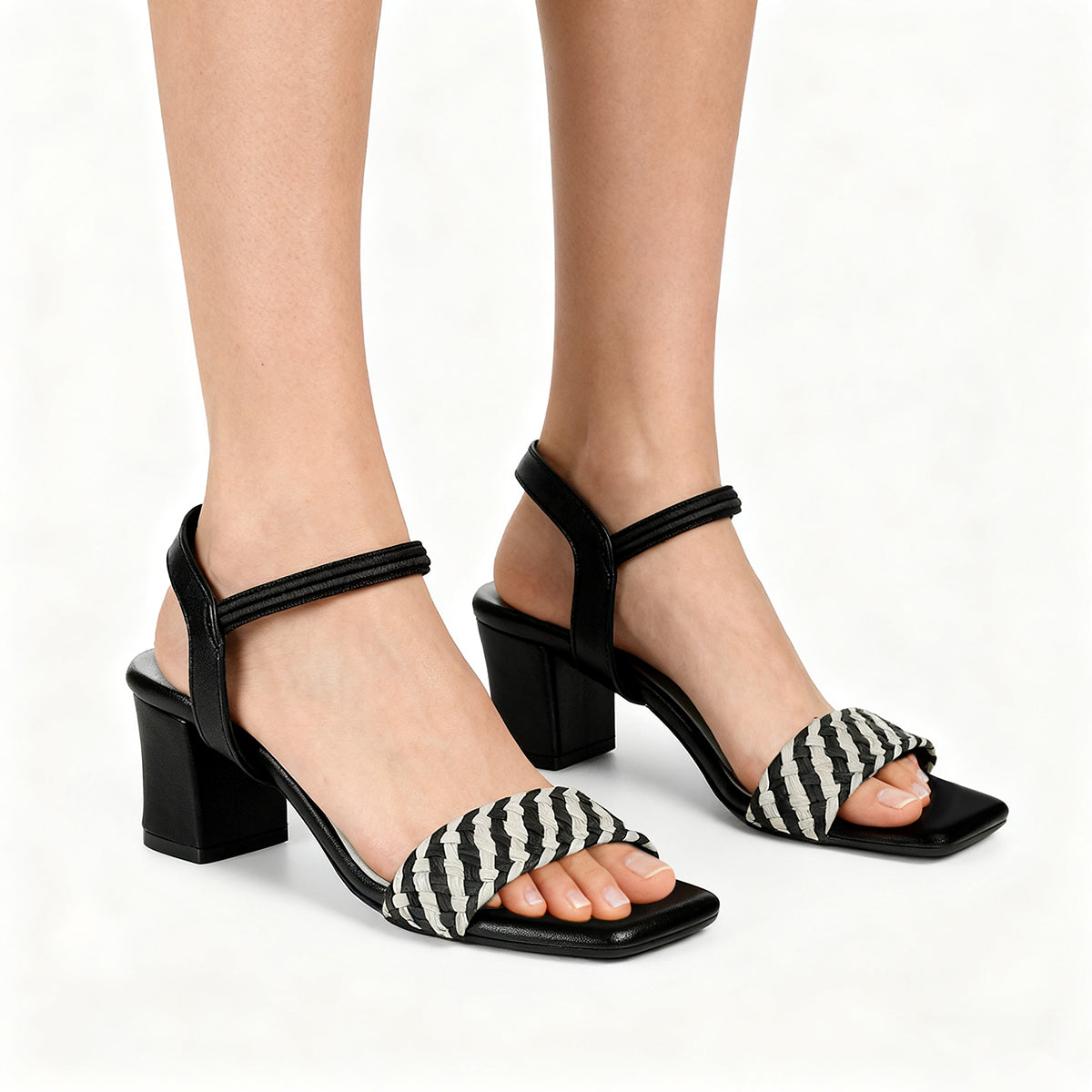 Women’s Woven Strap Block Heel Sandals for Daily Style