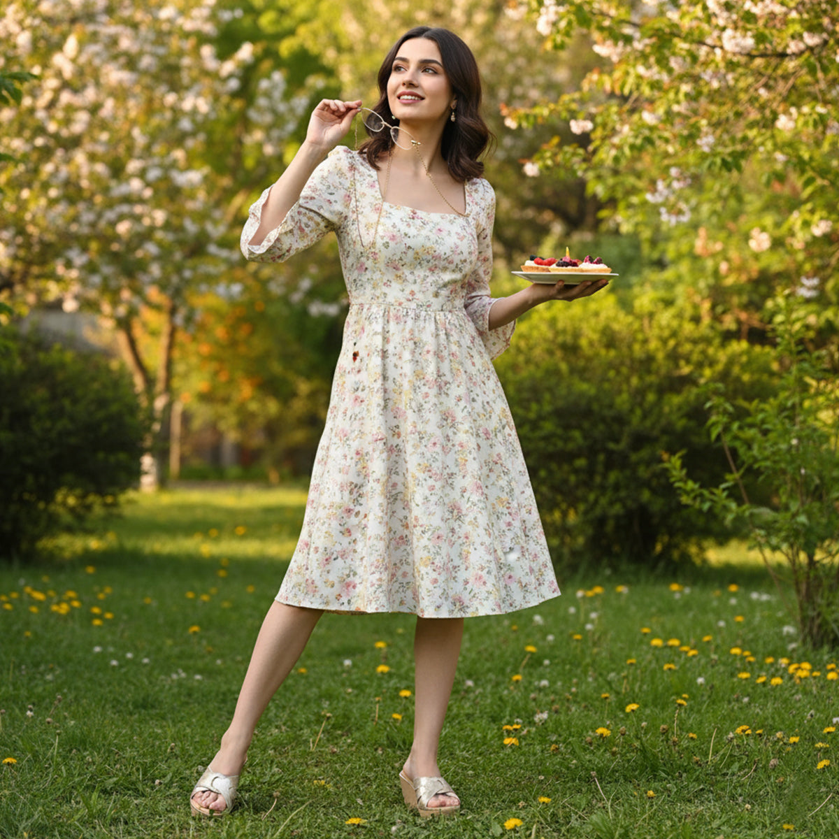 Women’s Chic Gold Wedge Sandals