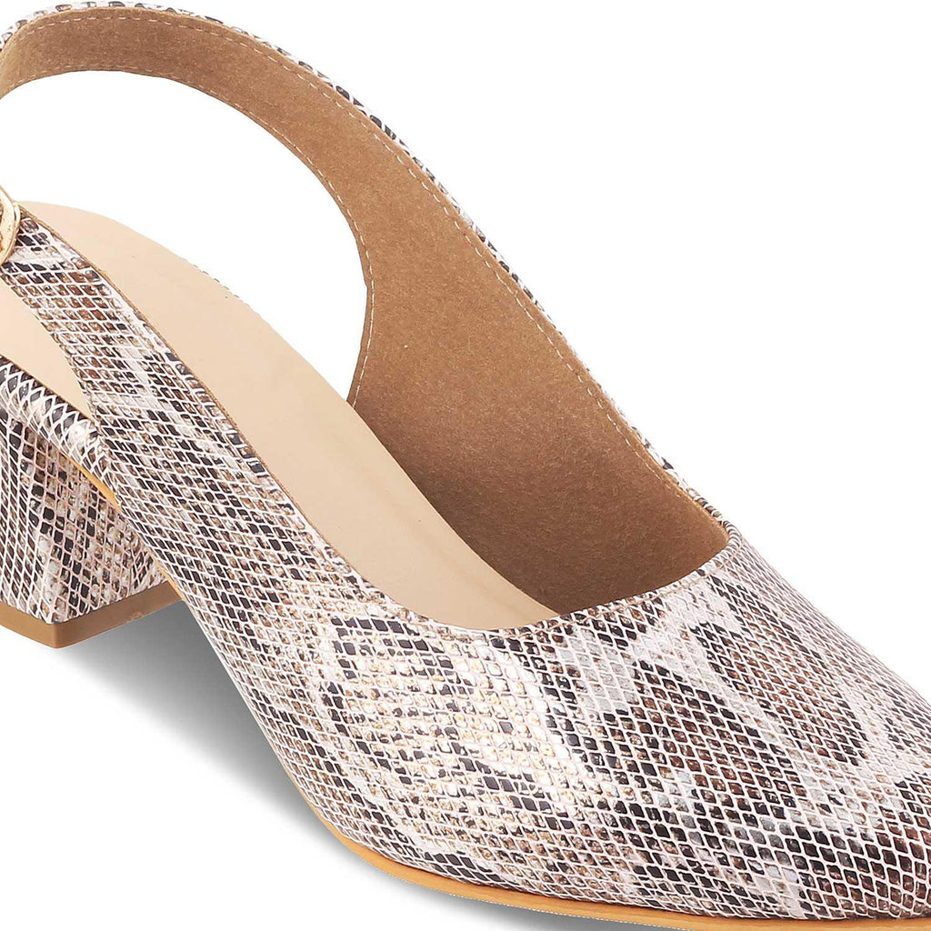 Women’s Chic Snake Print Slingback Pumps