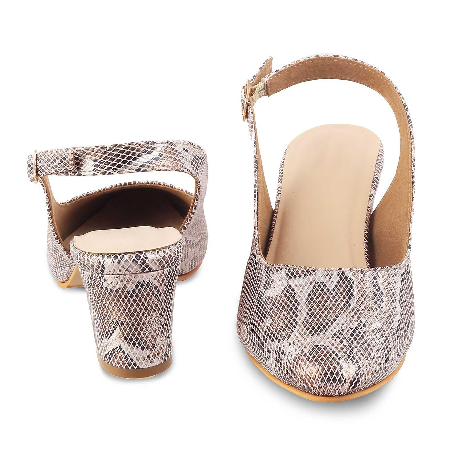 Women’s Chic Snake Print Slingback Pumps