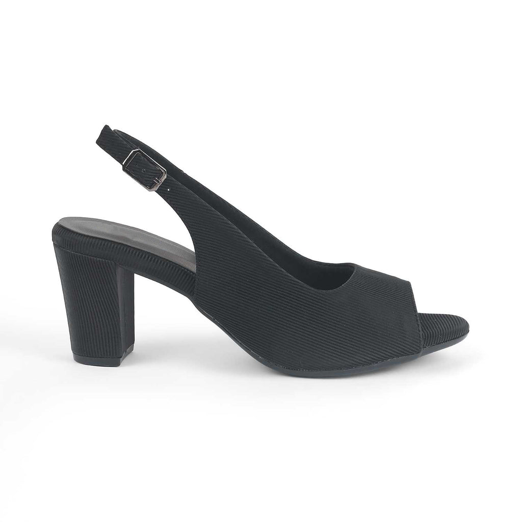 Eslip Black Women’s Slingback Block Heel Pumps
