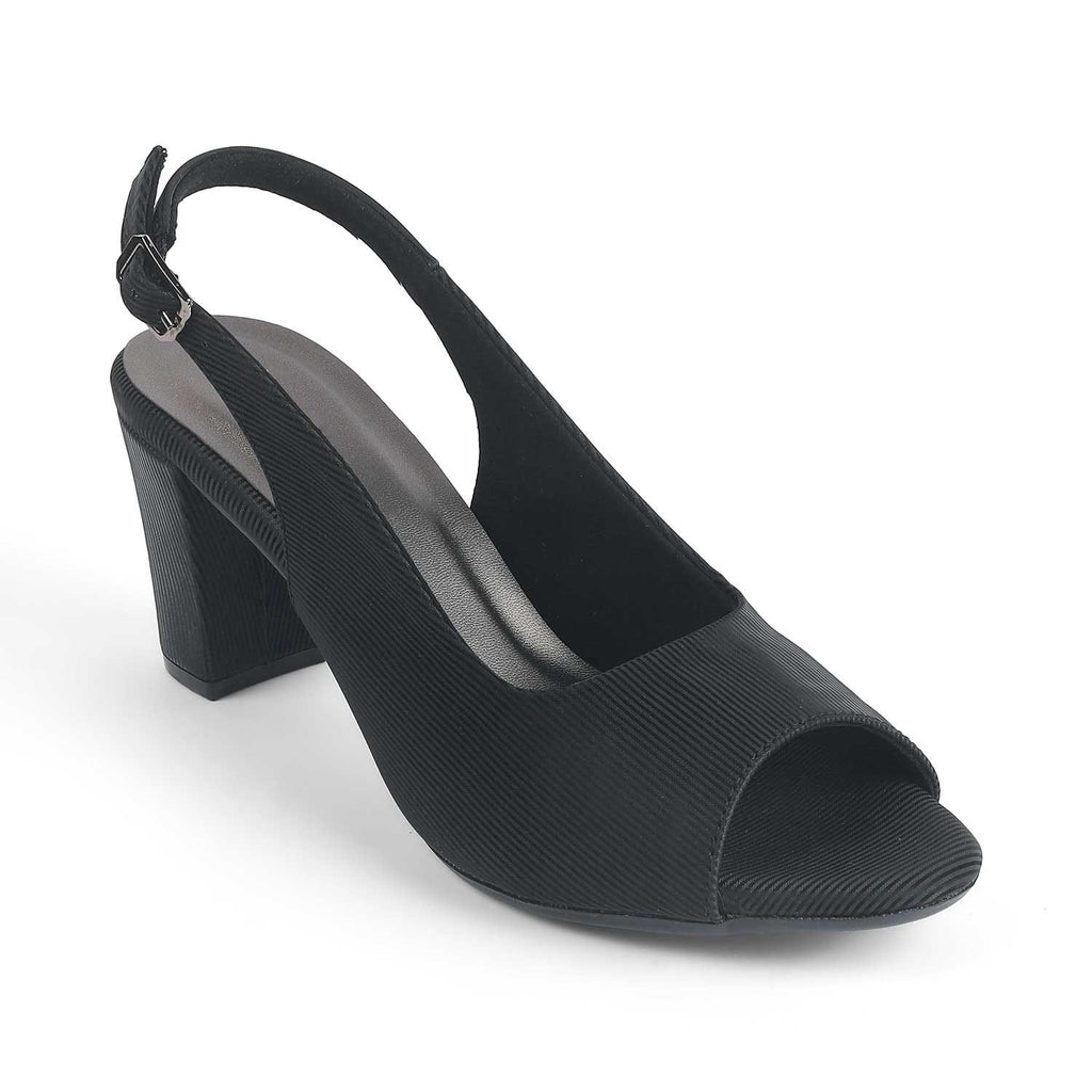 Eslip Black Women’s Slingback Block Heel Pumps
