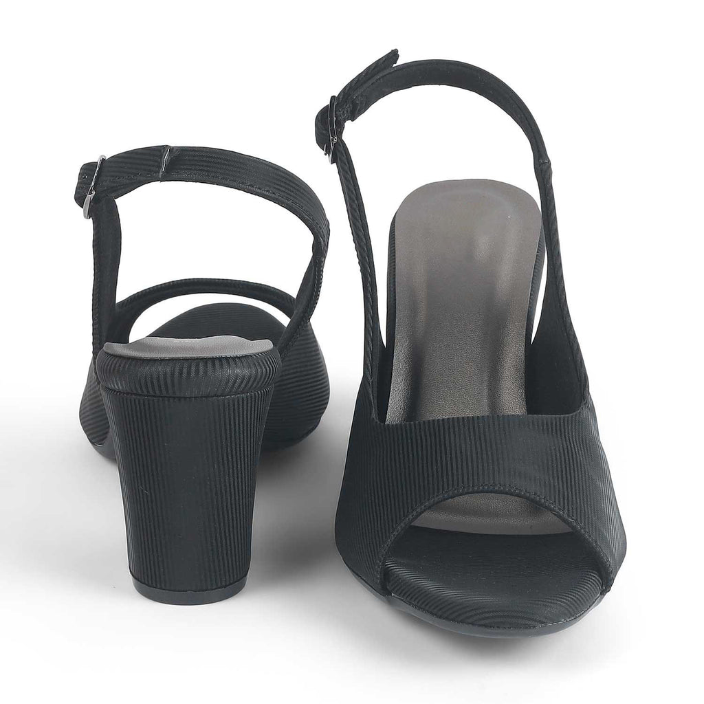 Eslip Black Women’s Slingback Block Heel Pumps