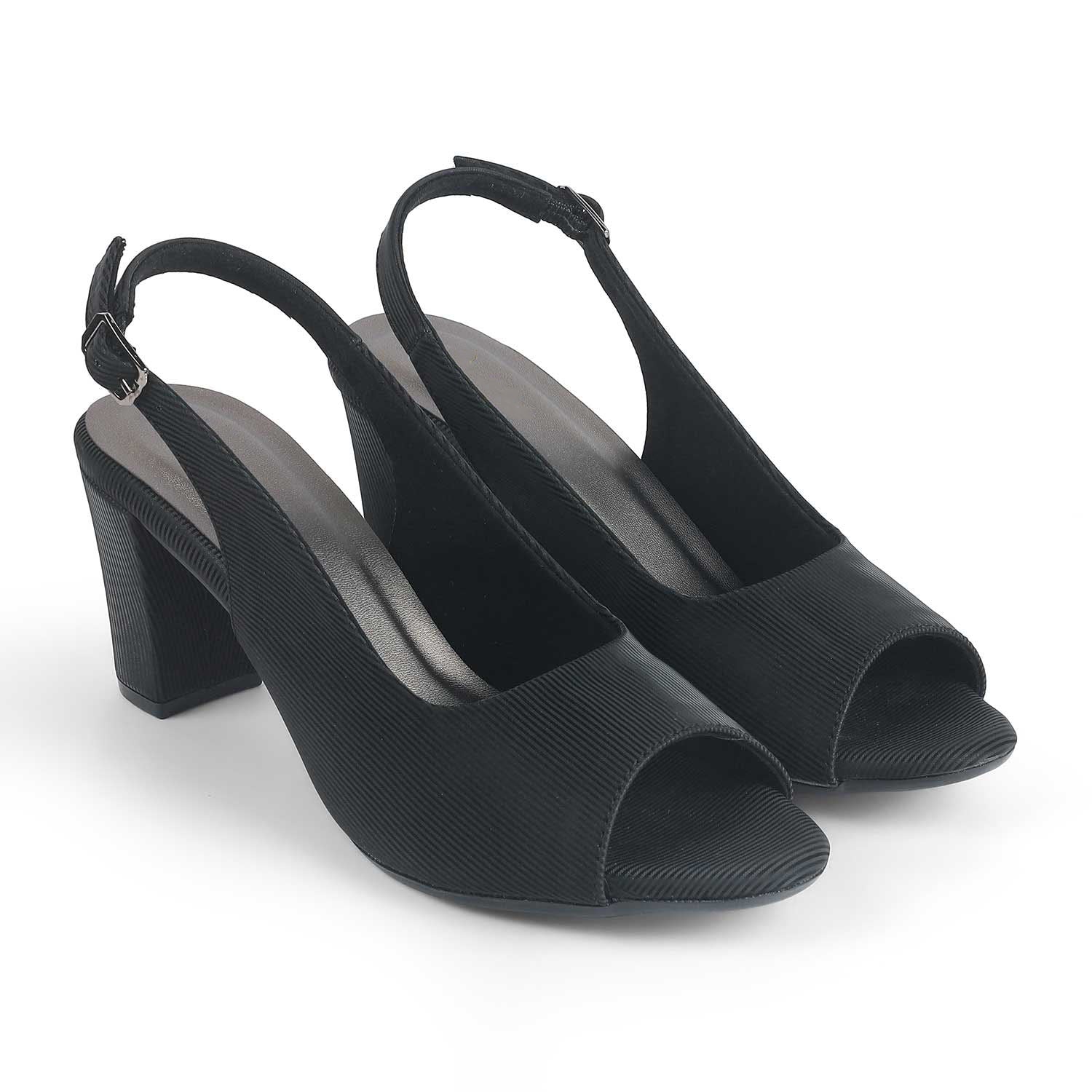 Eslip Black Women’s Slingback Block Heel Pumps