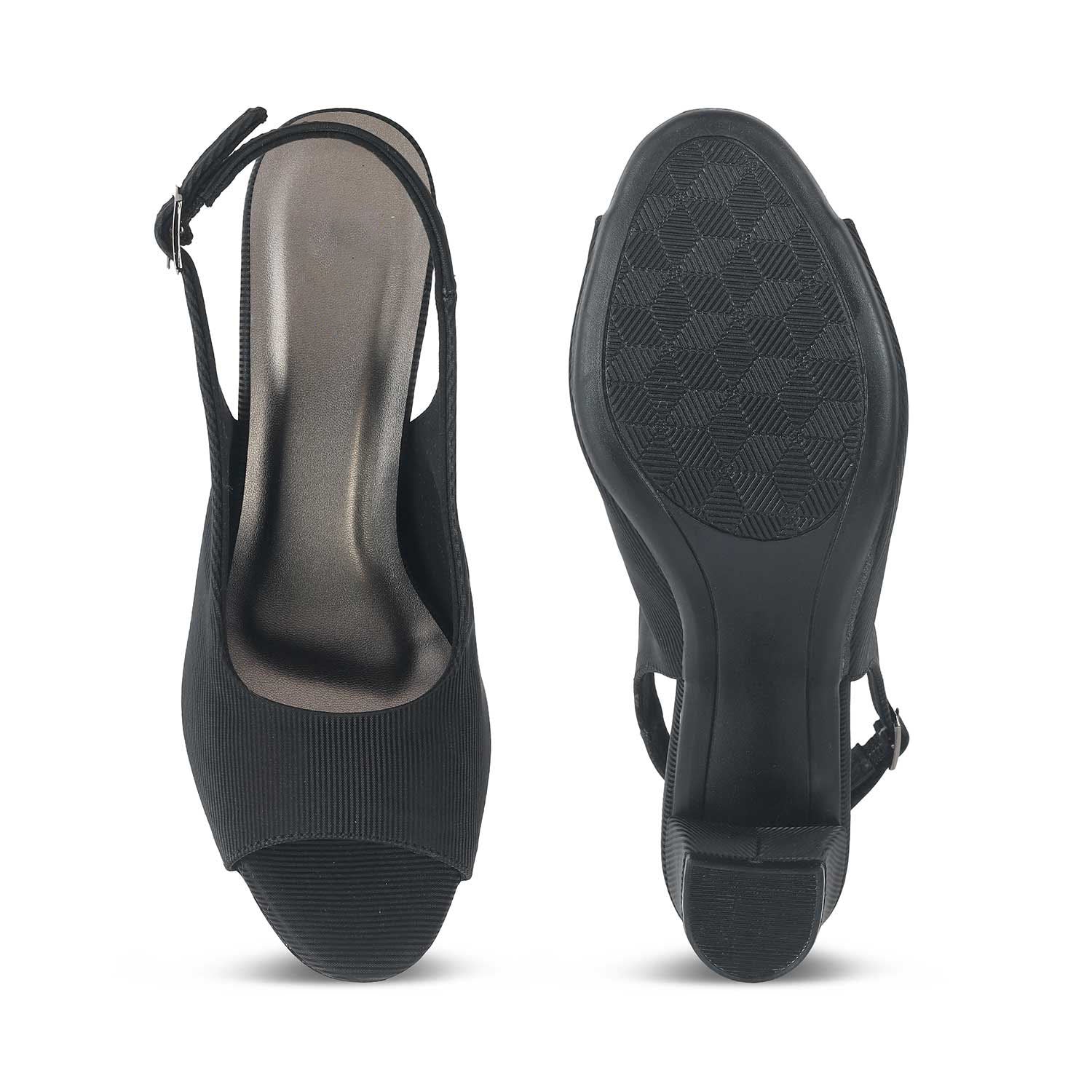 Eslip Black Women’s Slingback Block Heel Pumps