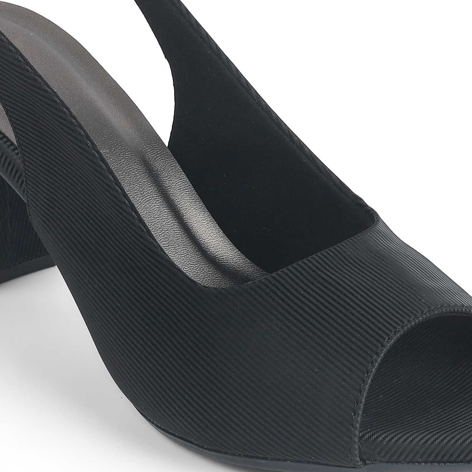 Eslip Black Women’s Slingback Block Heel Pumps