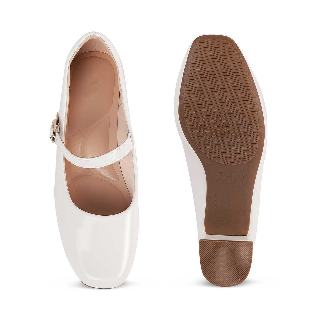 Women’s Polished White Mary Jane Heels