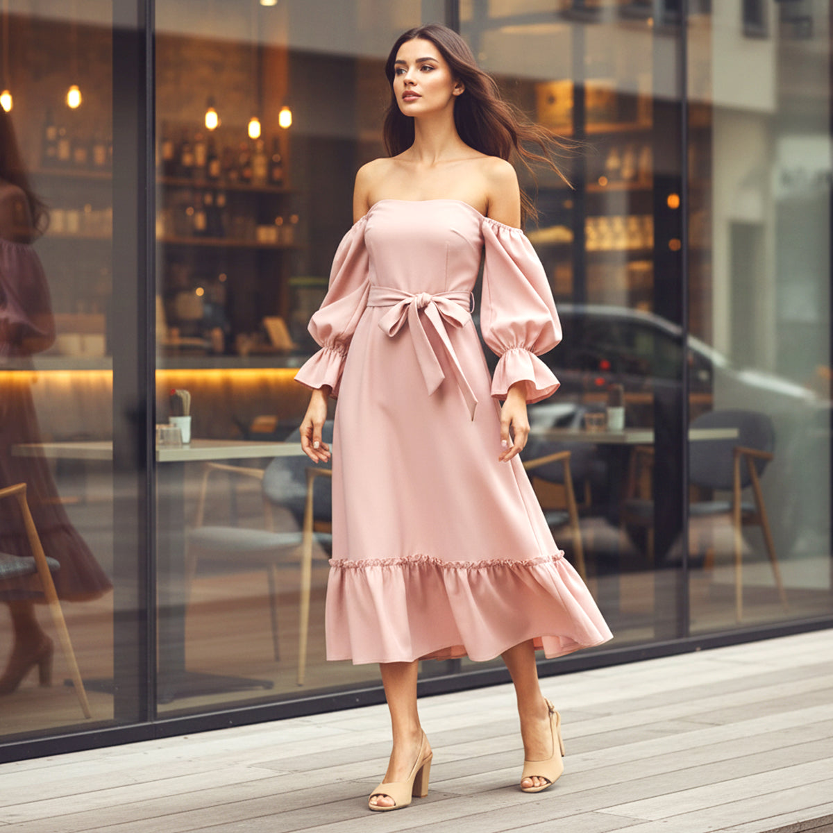 Eslip Beige Women’s Slingback Block Heel Sandals