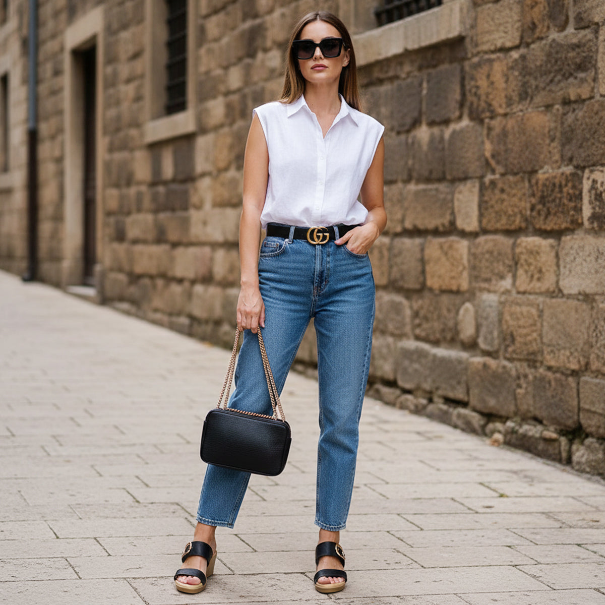 Women’s Stylish Black Wedge Sandals