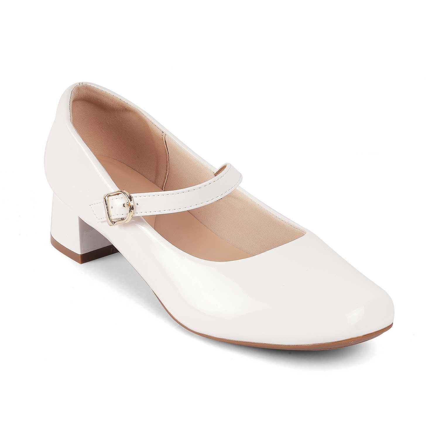Women’s Polished White Mary Jane Heels