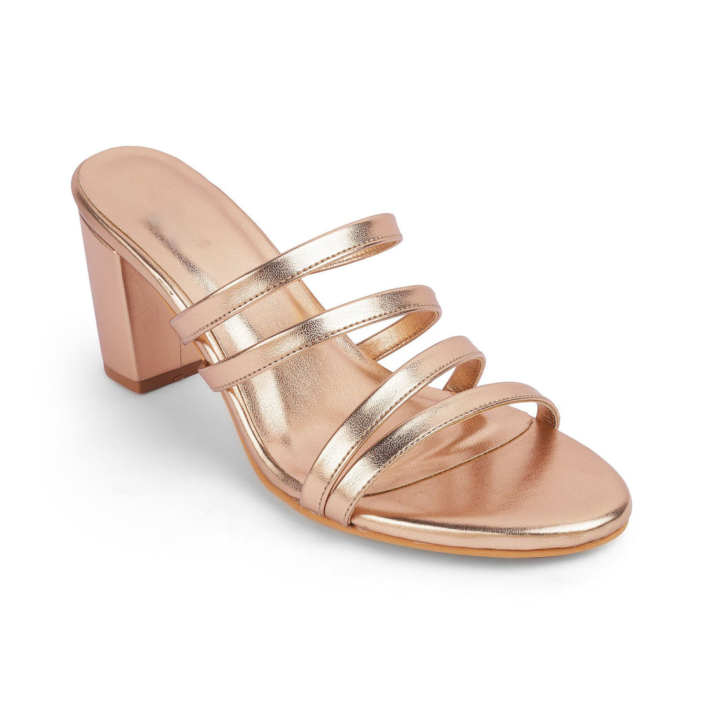 Women’s Champagne Block Heel Sandals – Vegan Leather Dress Shoes