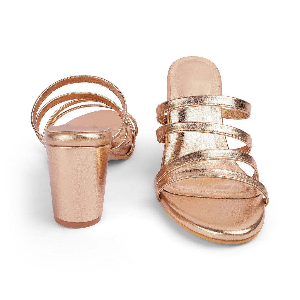 Women’s Champagne Block Heel Sandals – Vegan Leather Dress Shoes