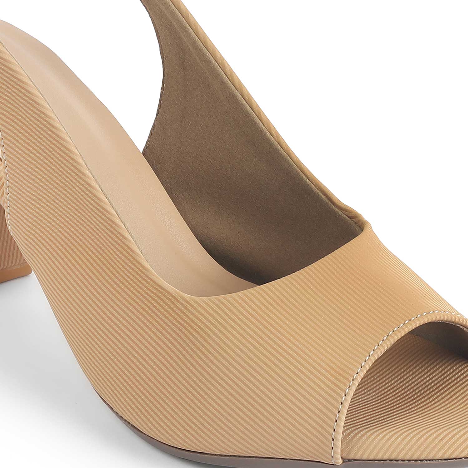 Eslip Beige Women’s Slingback Block Heel Sandals