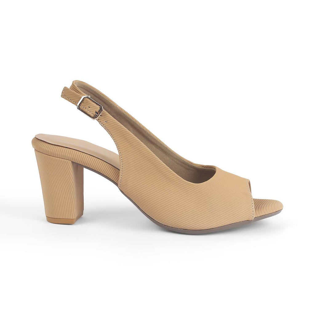 Eslip Beige Women’s Slingback Block Heel Sandals