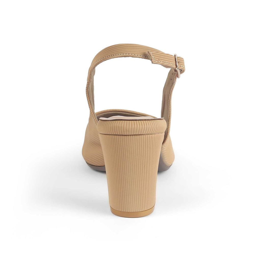 Eslip Beige Women’s Slingback Block Heel Sandals