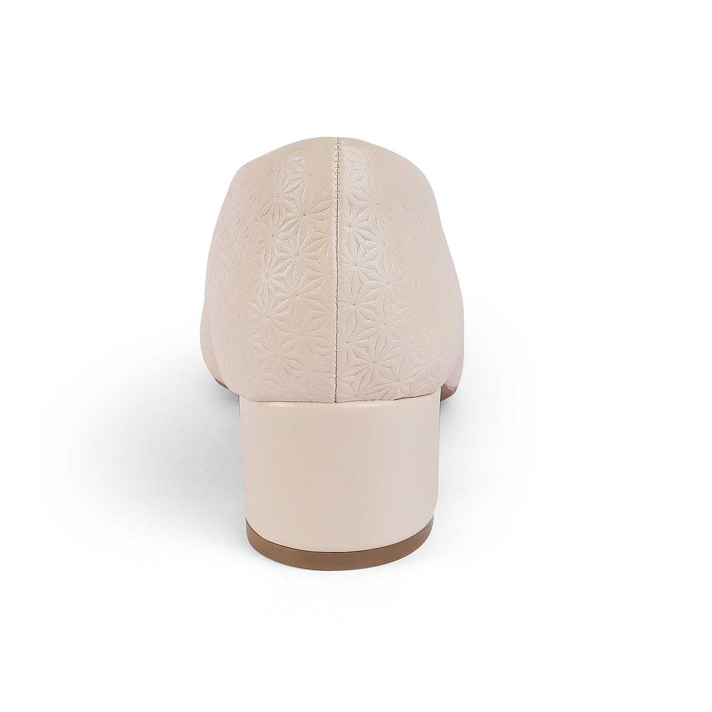 Women’s Elegant Beige Peep-Toe Block Heel Shoes