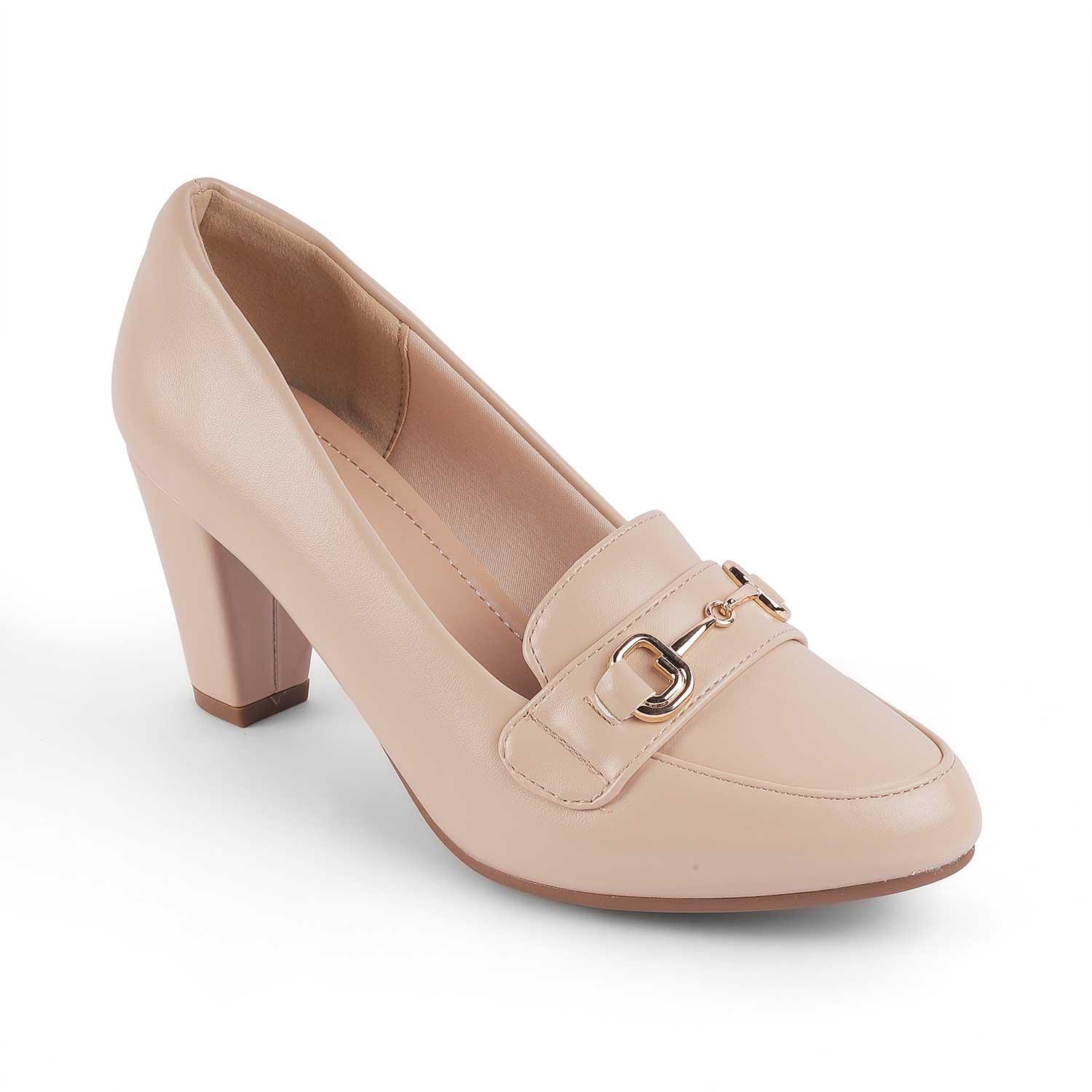 Women’s Classic Beige Block Heel Loafers