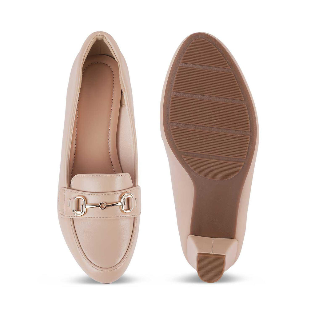 Women’s Classic Beige Block Heel Loafers