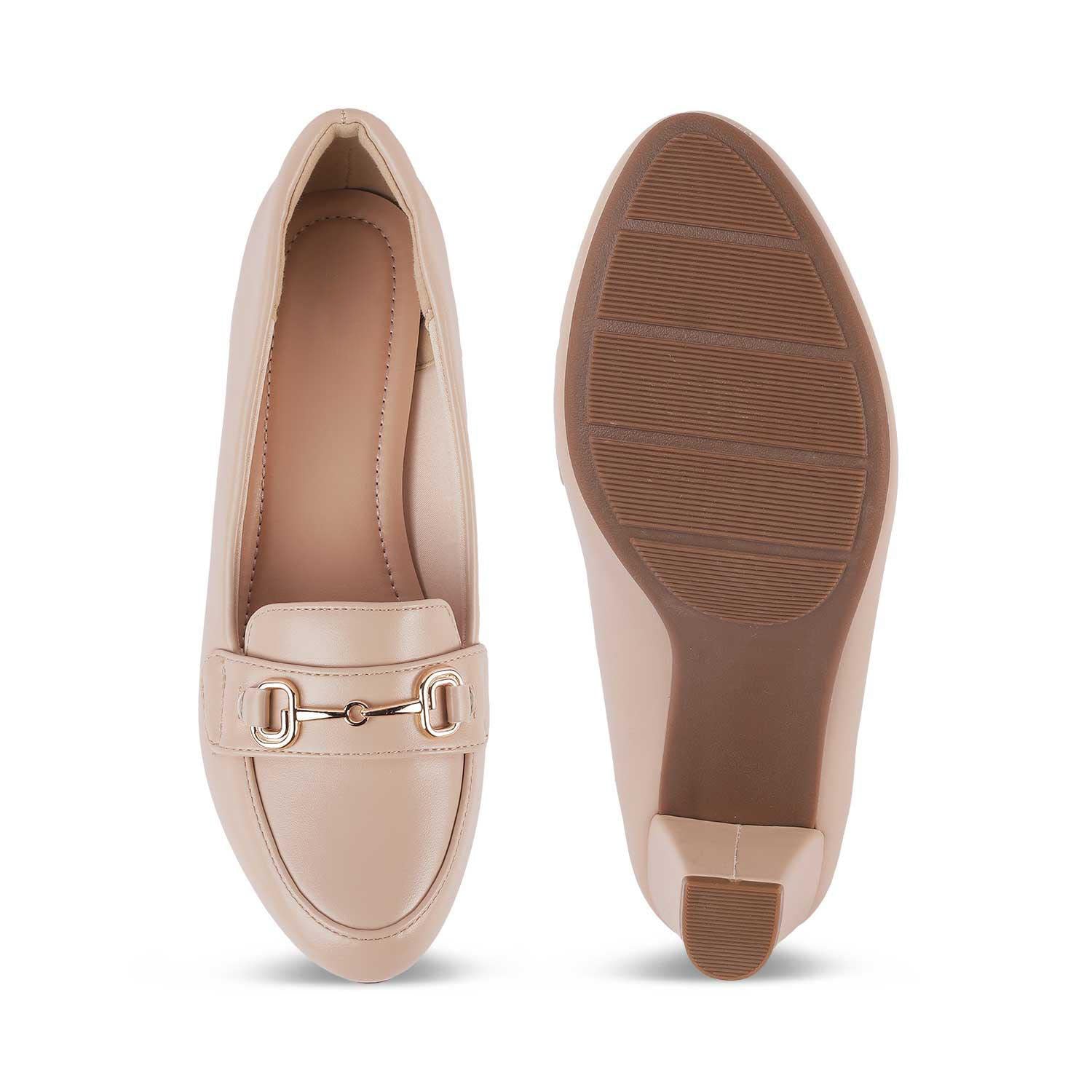 Women’s Classic Beige Block Heel Loafers