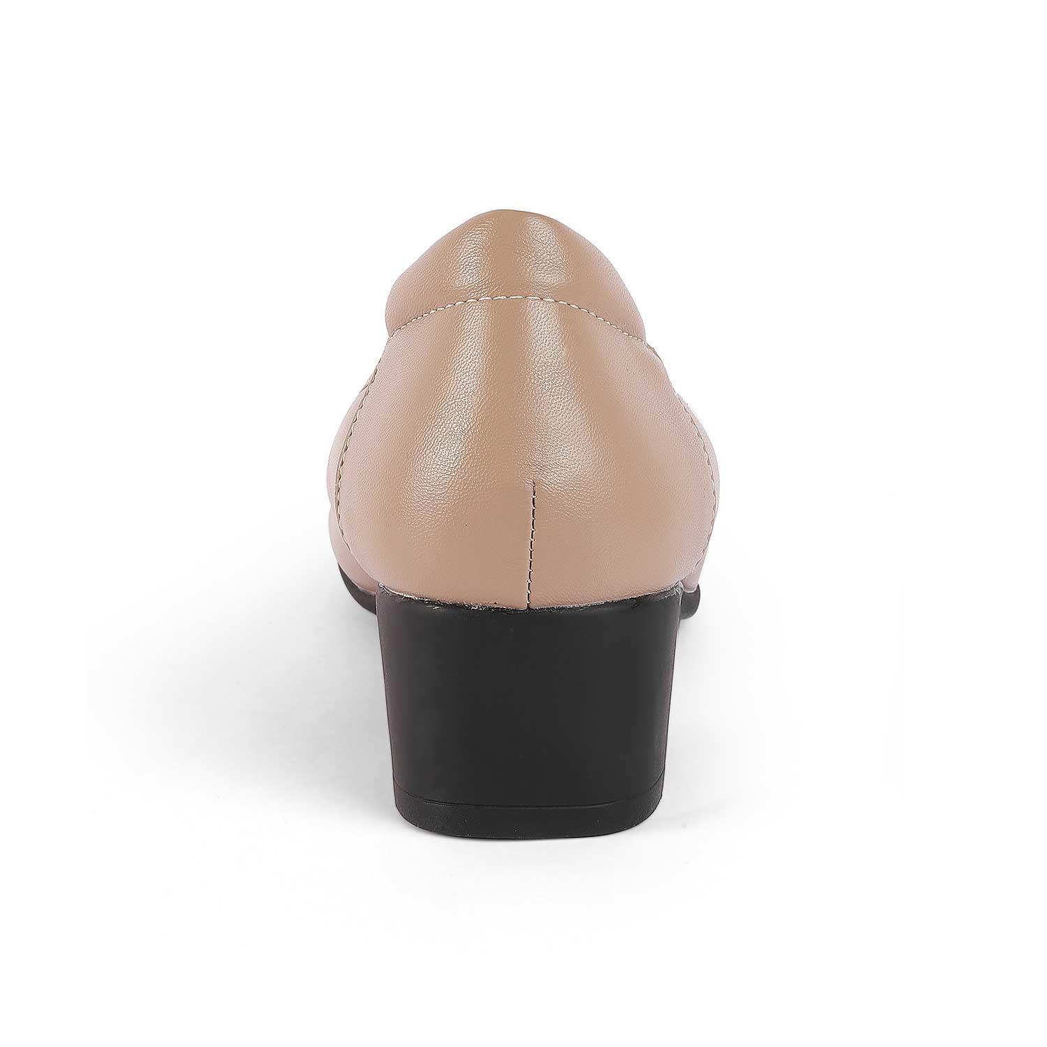 Women’s Elegant Beige Block Heel Pumps