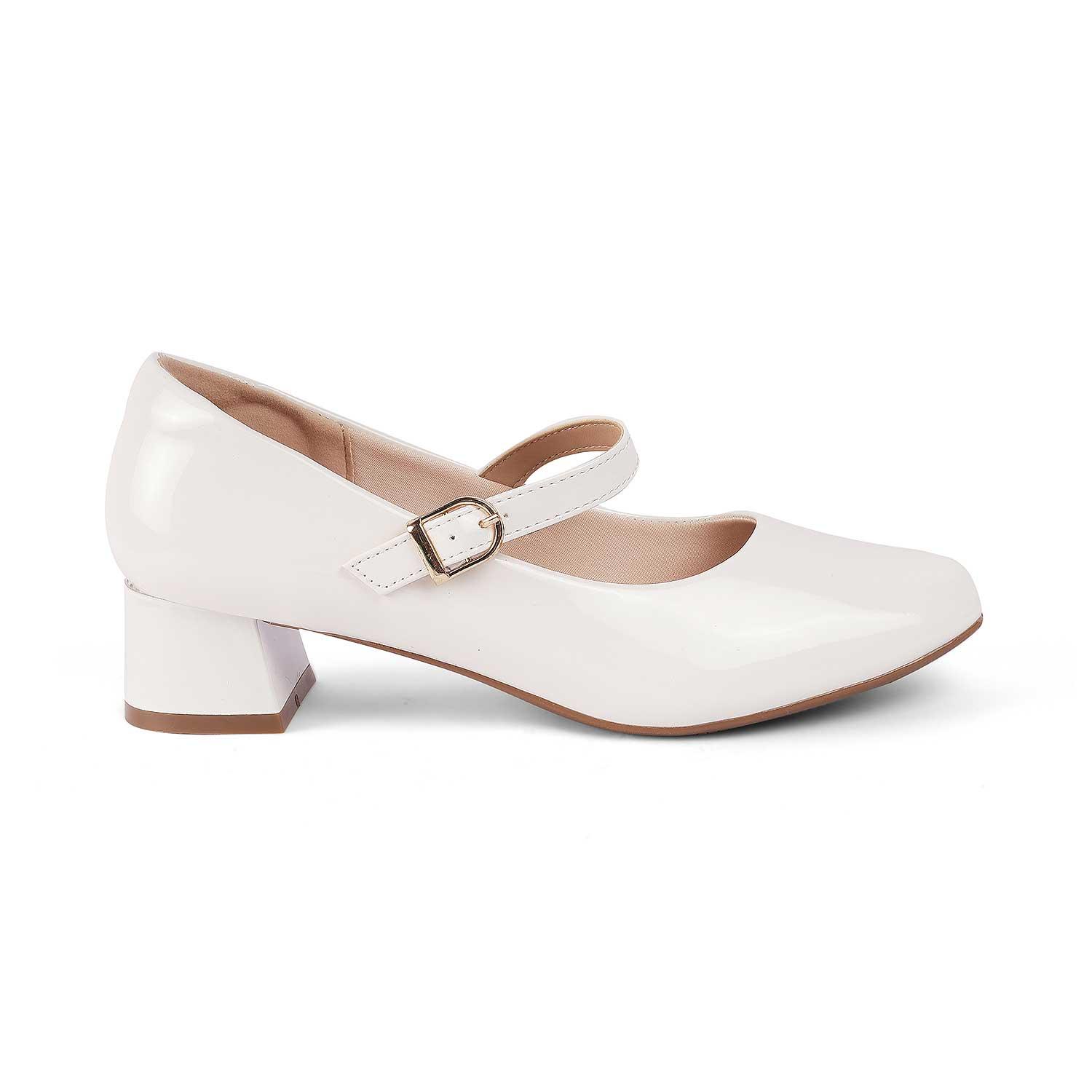 Women’s Polished White Mary Jane Heels