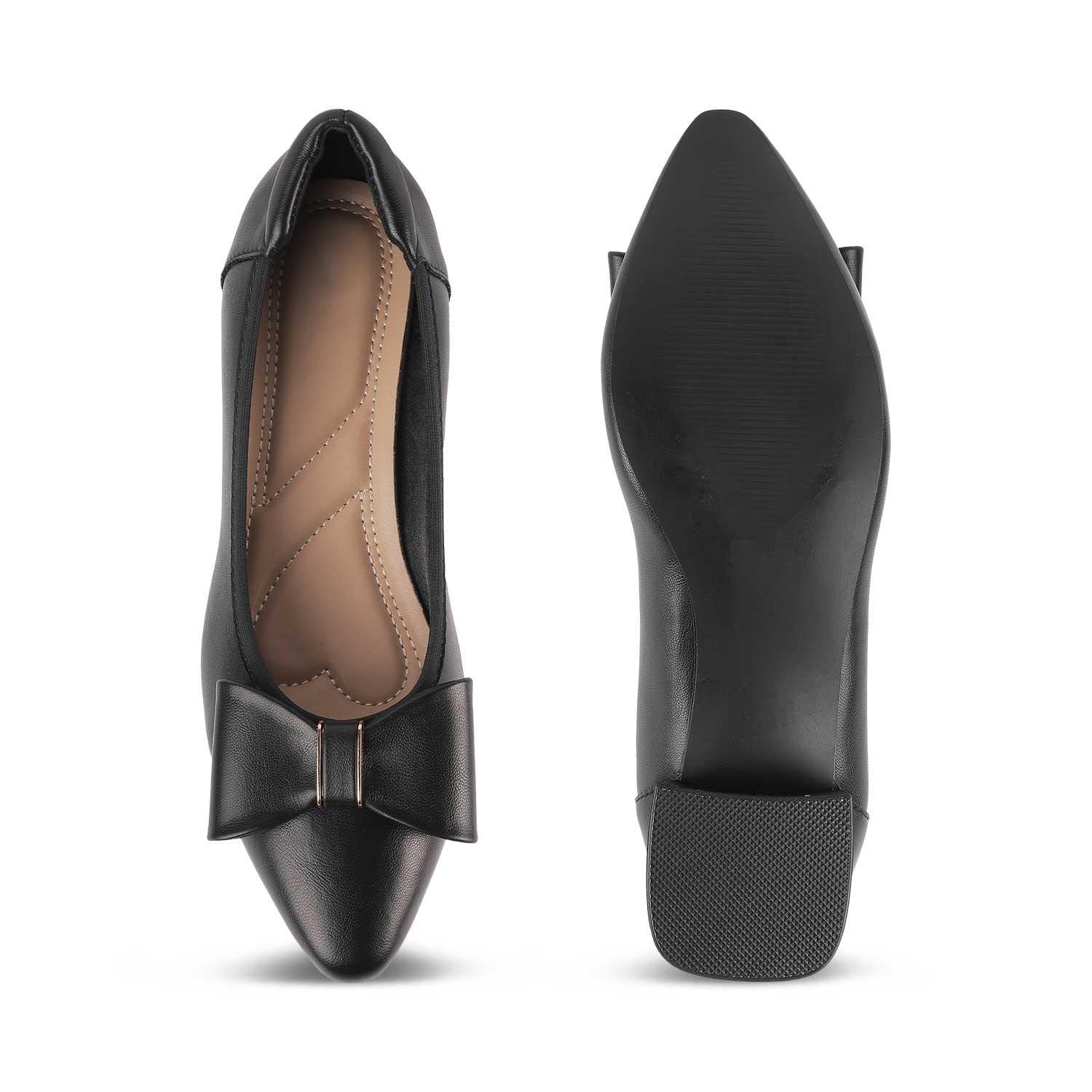 Women’s Chic Black Block Heel Bow Pumps