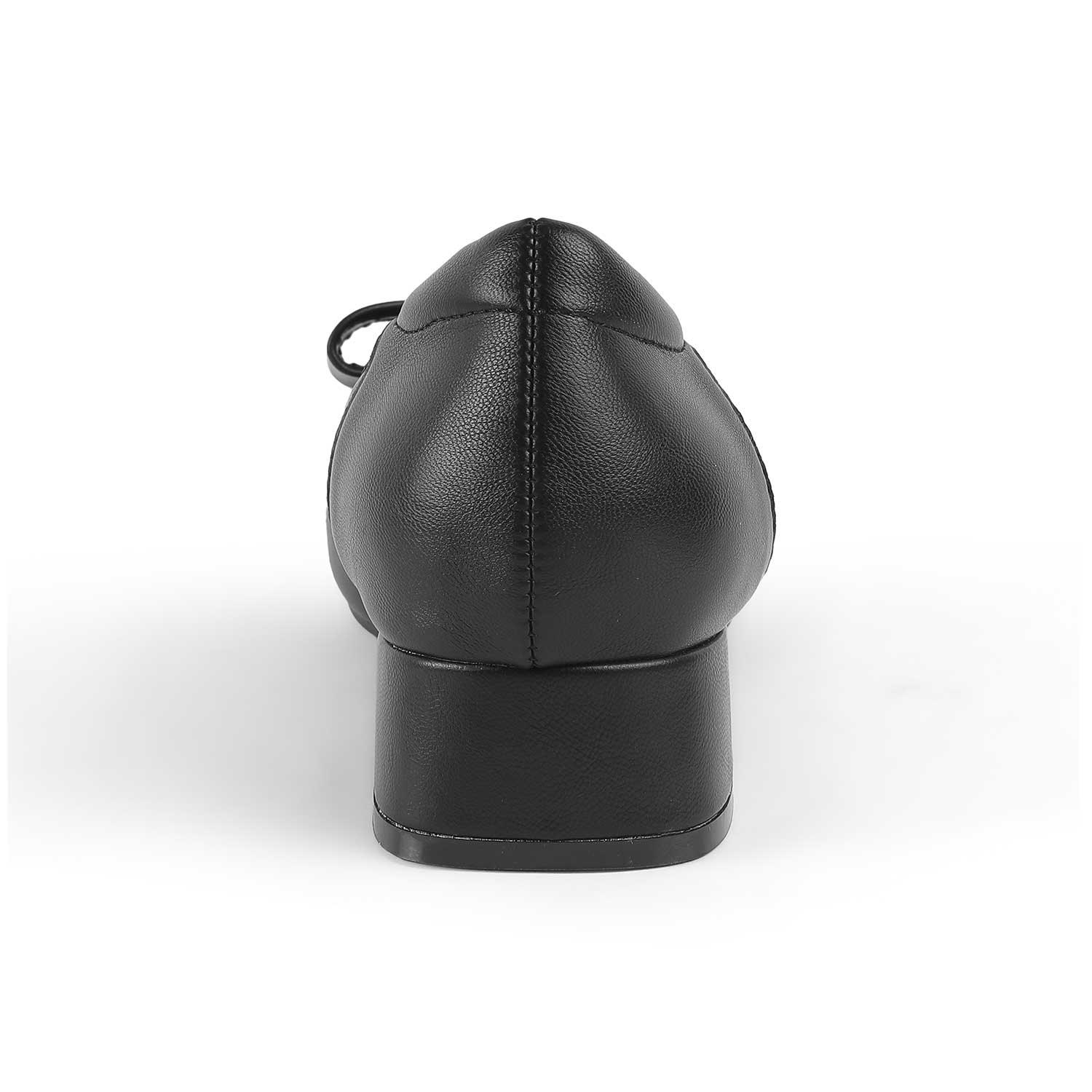 Women’s Chic Black Block Heel Bow Pumps