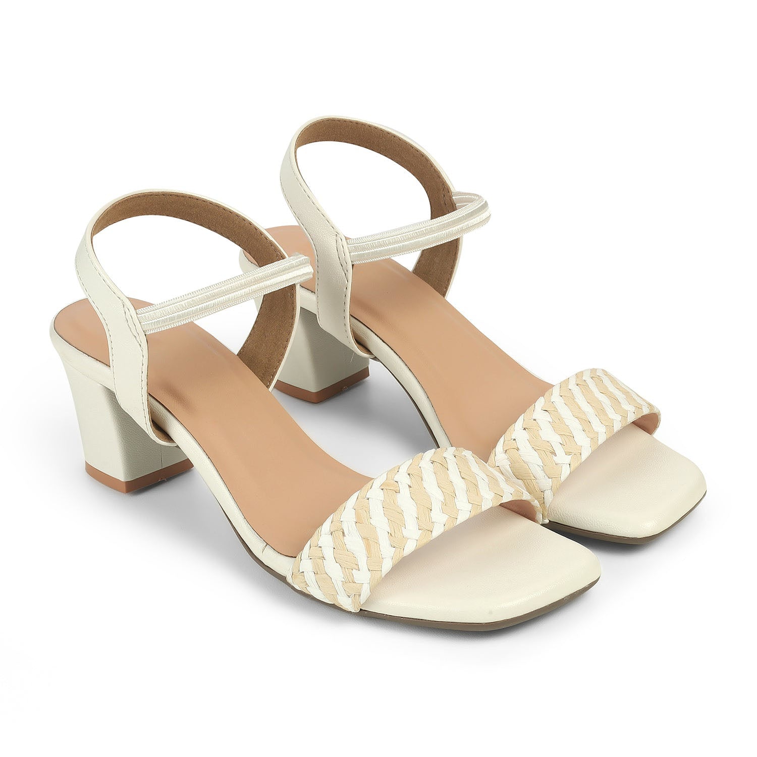 Women's Woven Strap Block Heel Sandals