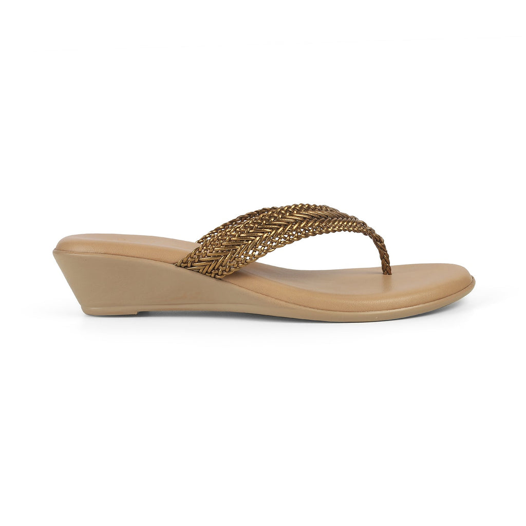 Soeve Bronze Women's Low Heel Dress Sandals