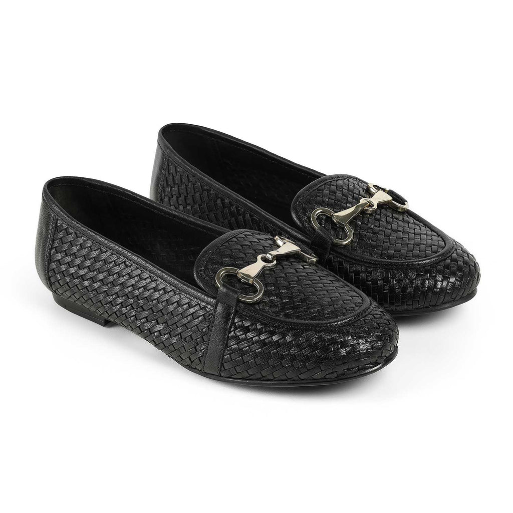 Women’s Loafers with Braided Style and Classic Bit Accent