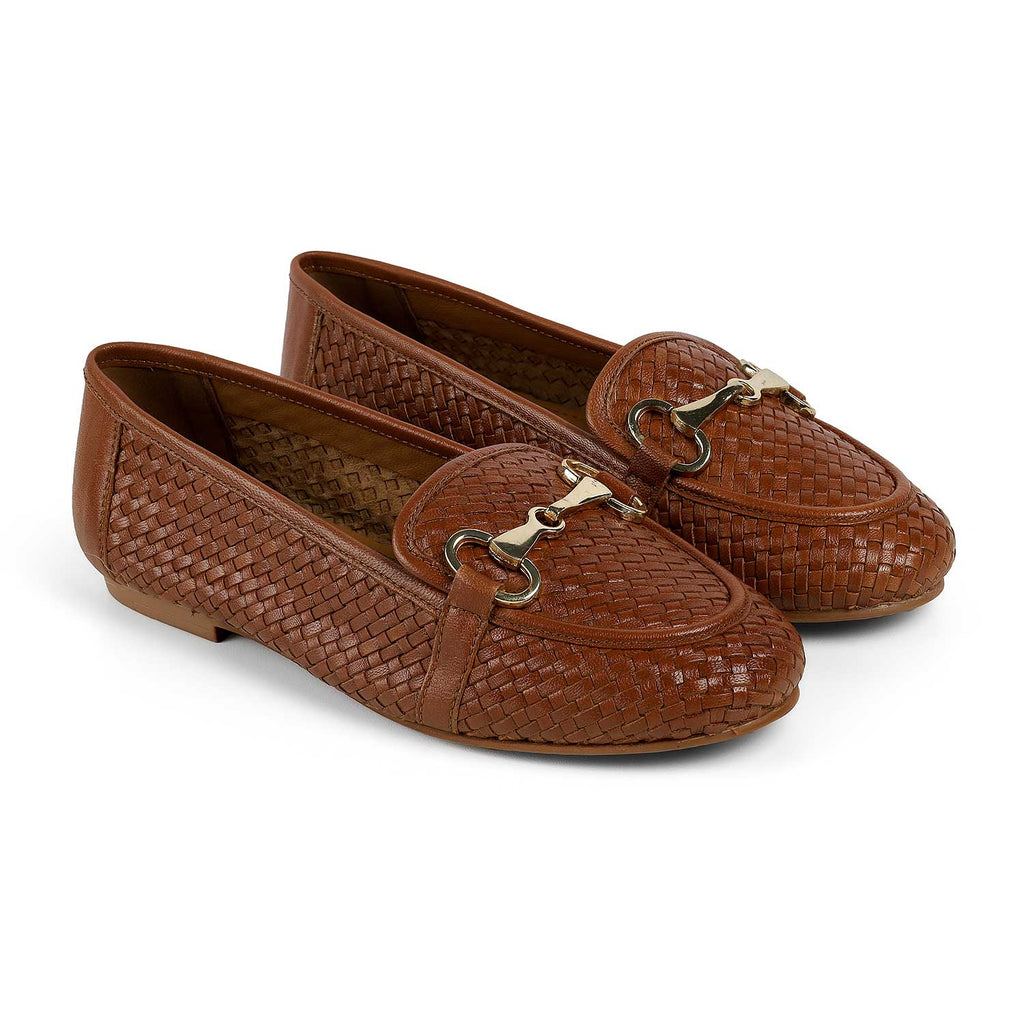 Women’s Loafers with Braided Style and Classic Bit Accent