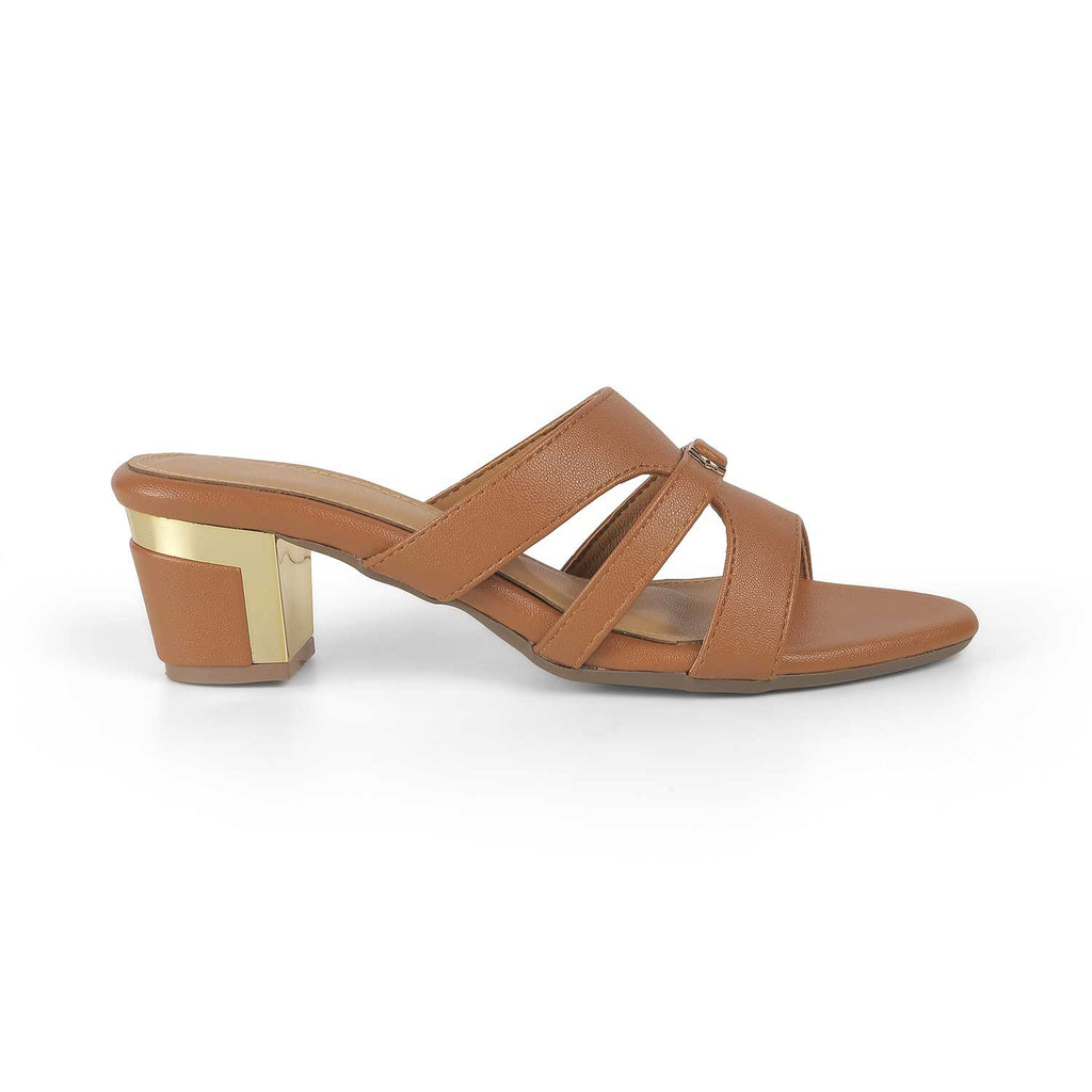 Women’s Tan Block Heel Slip-On Sandals