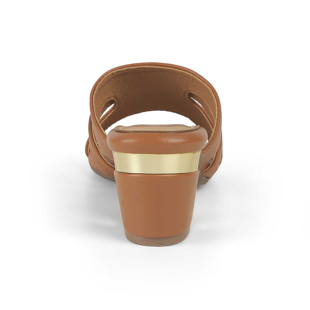 Women’s Tan Block Heel Slip-On Sandals