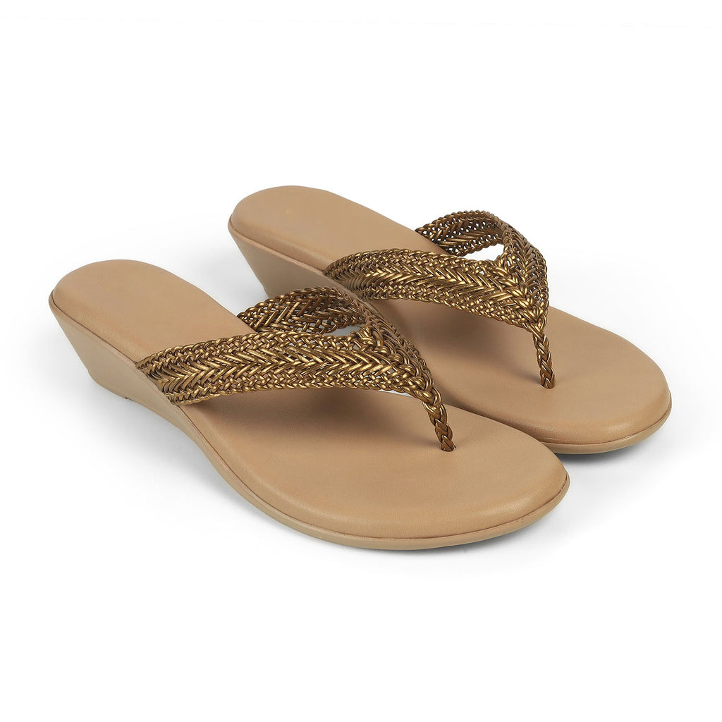 Soeve Bronze Women's Low Heel Dress Sandals