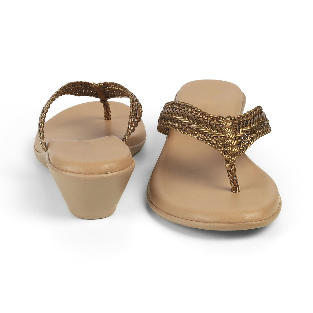 Soeve Bronze Women's Low Heel Dress Sandals