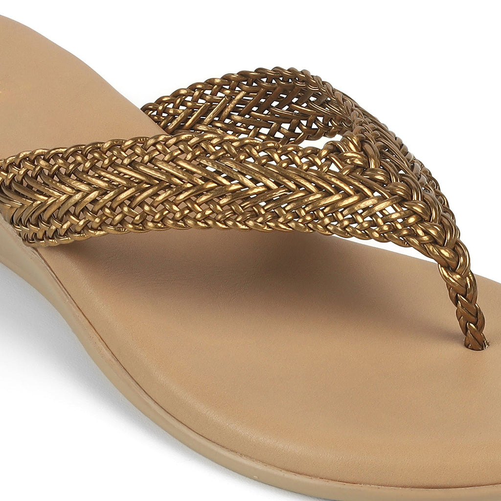 Soeve Bronze Women's Low Heel Dress Sandals