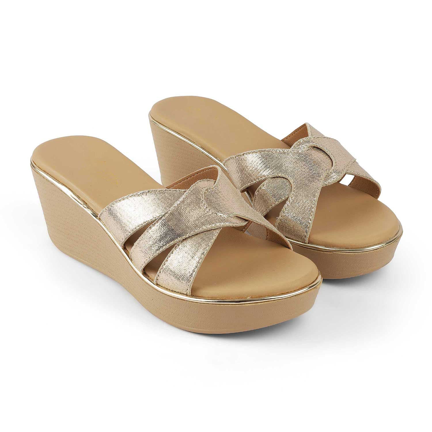 Women’s Chic Gold Wedge Sandals