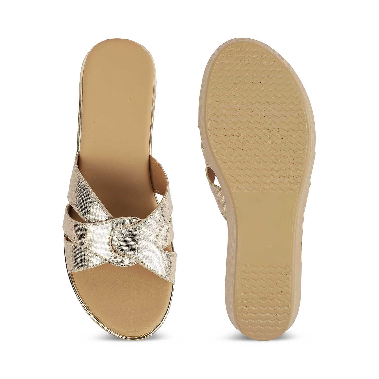 Women’s Chic Gold Wedge Sandals
