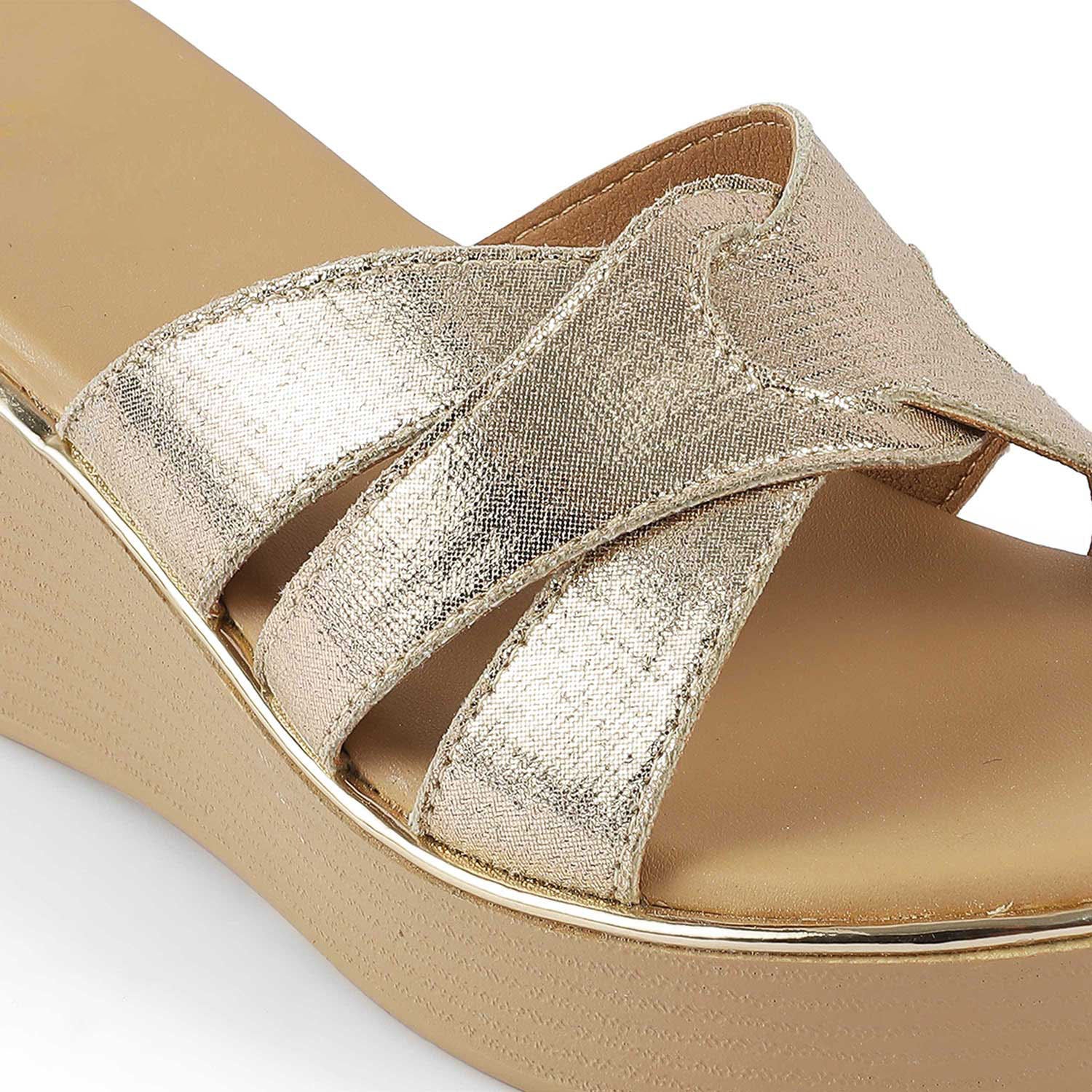 Women’s Chic Gold Wedge Sandals
