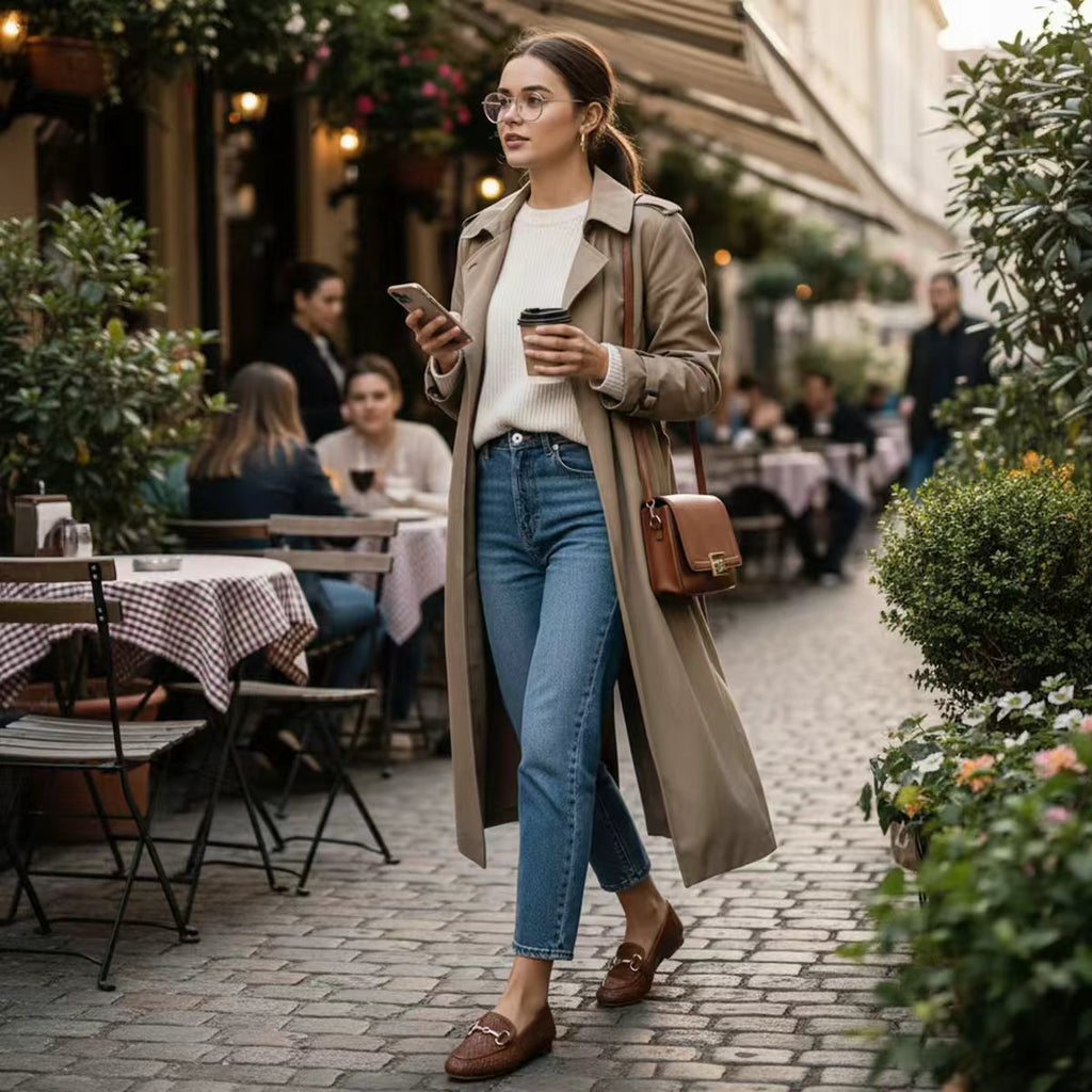 Women’s Loafers with Braided Style and Classic Bit Accent