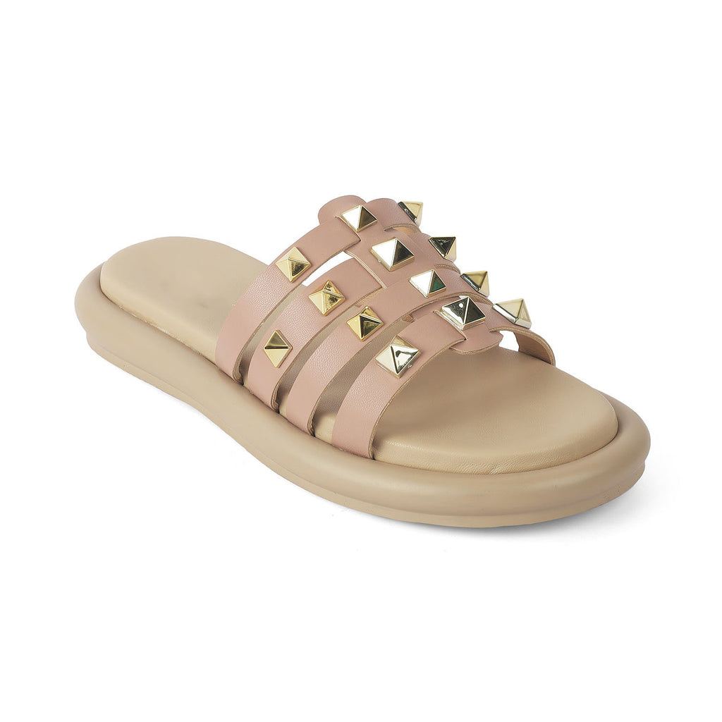 Women’s Studded Slide Sandals with Cushioned Comfort
