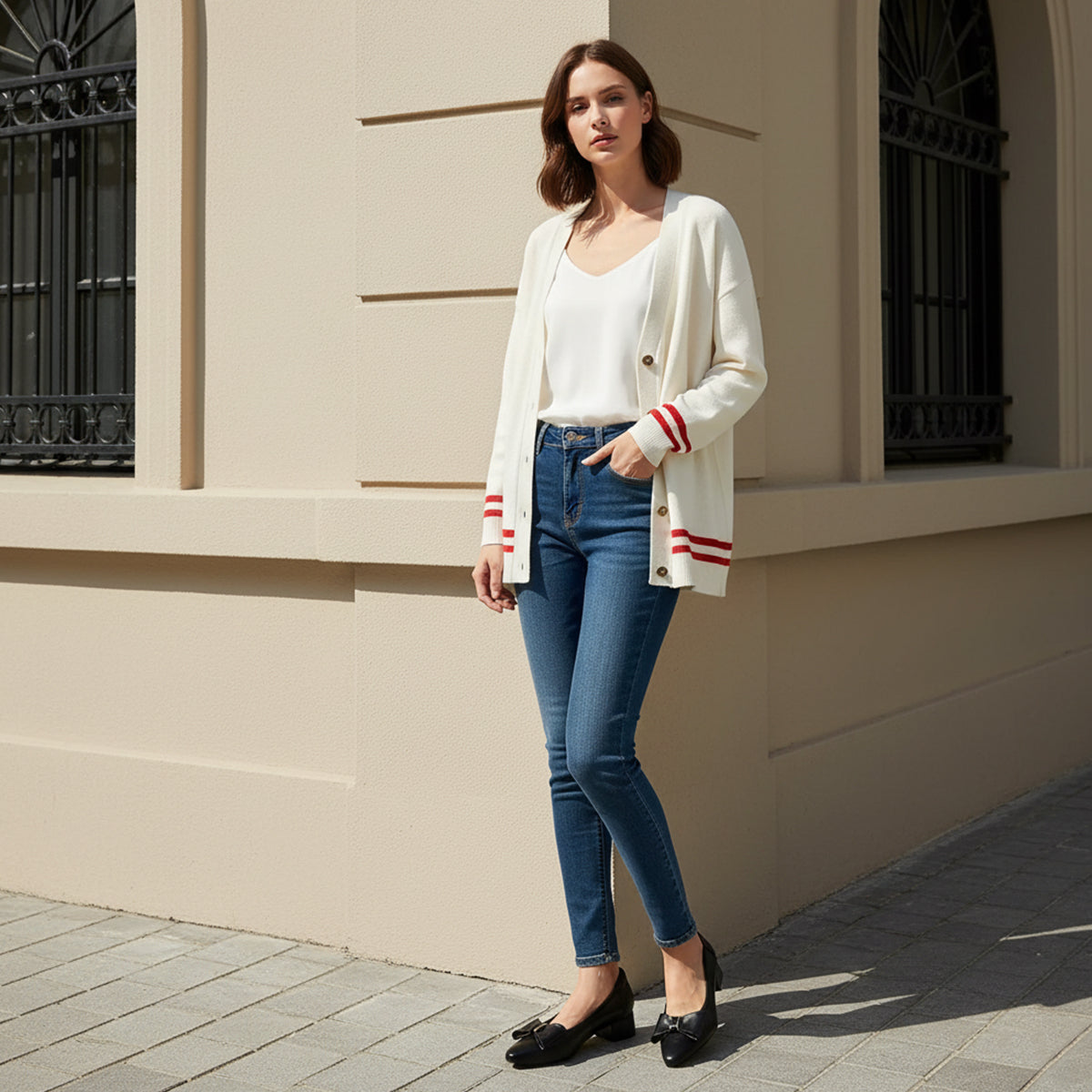 Women’s Chic Black Block Heel Bow Pumps