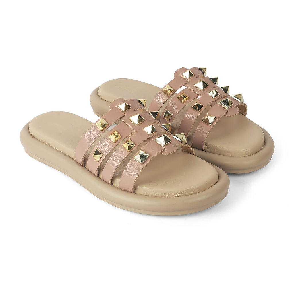 Women’s Studded Slide Sandals with Cushioned Comfort