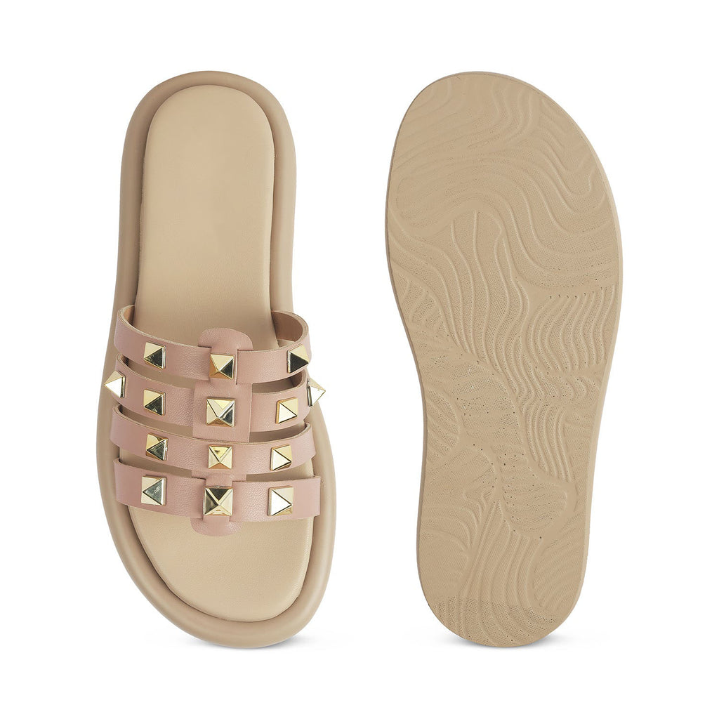 Women’s Studded Slide Sandals with Cushioned Comfort
