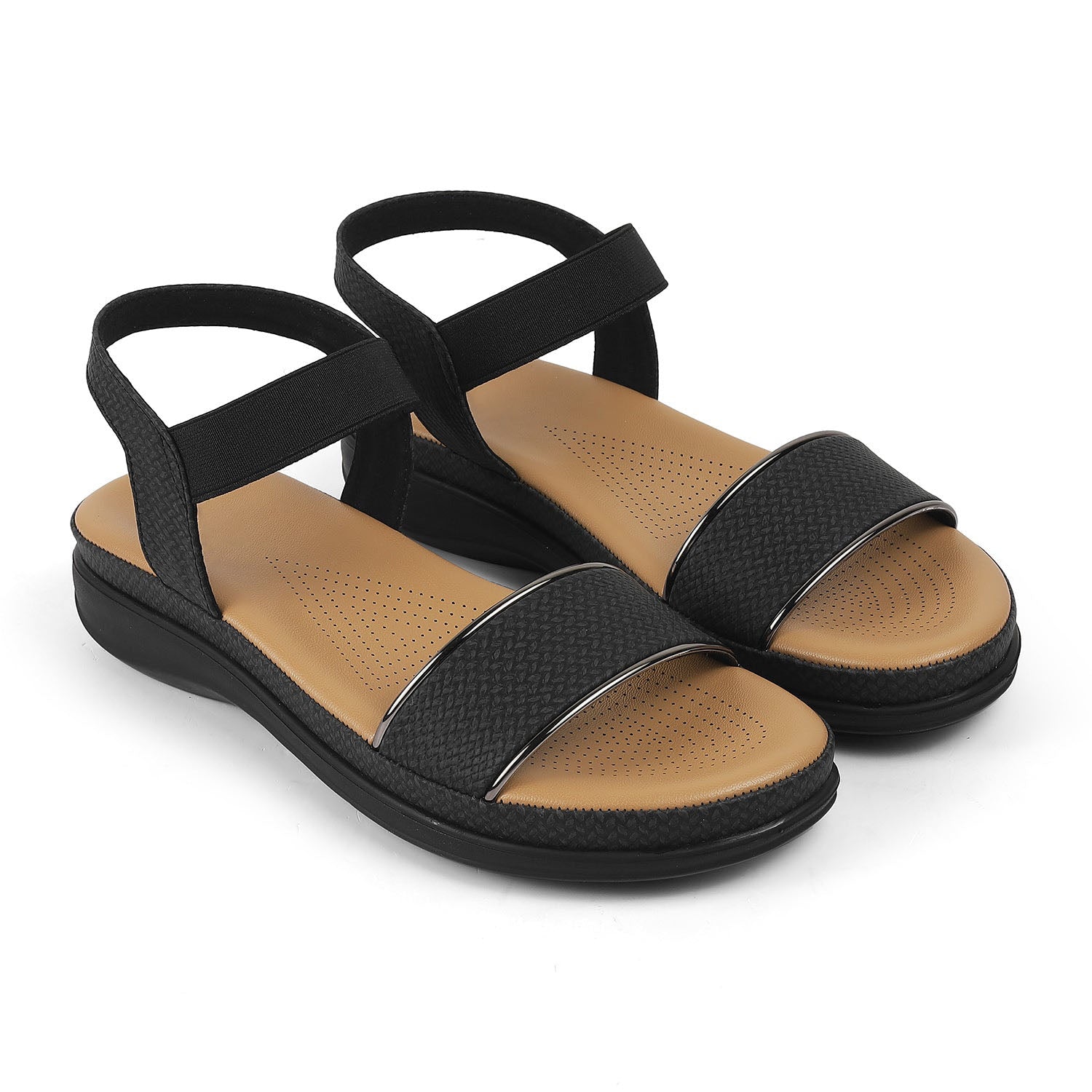 Women’s Elastic Strap Sandals with Cushioned Comfort Support