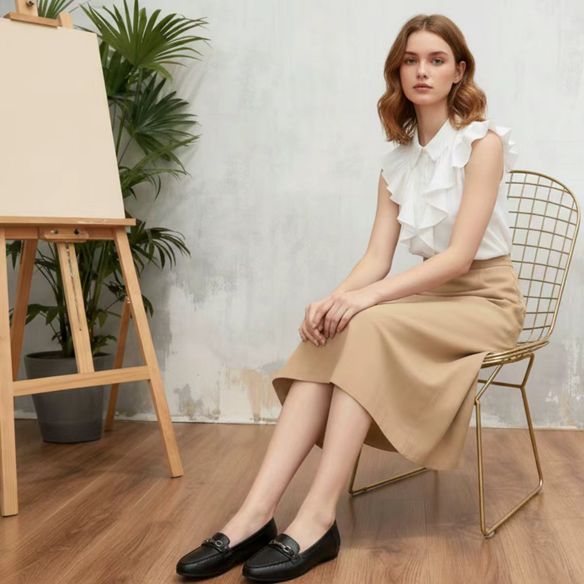 Women’s Classic Loafers with Metal Accent for Everyday Wear