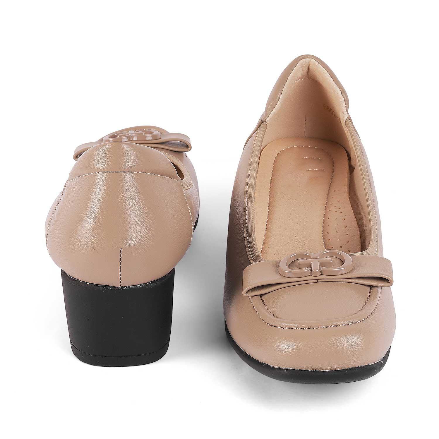 Women’s Elegant Beige Block Heel Pumps