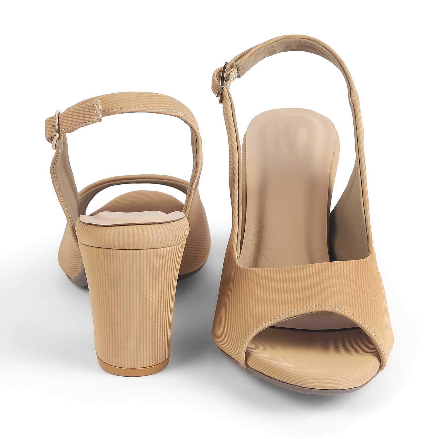 Eslip Beige Women’s Slingback Block Heel Sandals