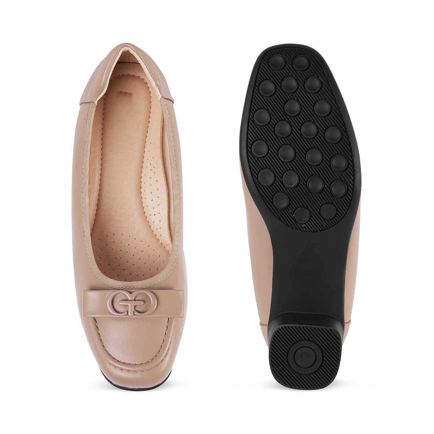 Women’s Elegant Beige Block Heel Pumps