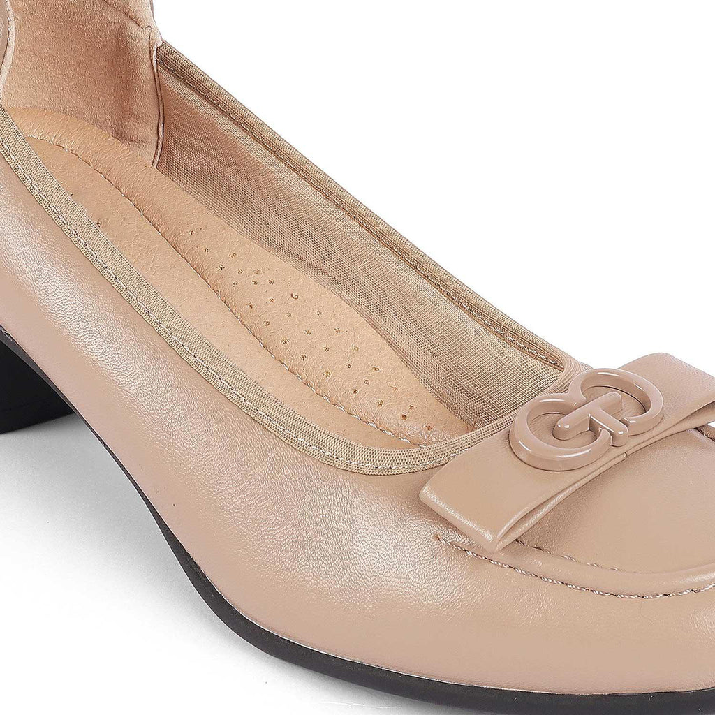 Women’s Elegant Beige Block Heel Pumps